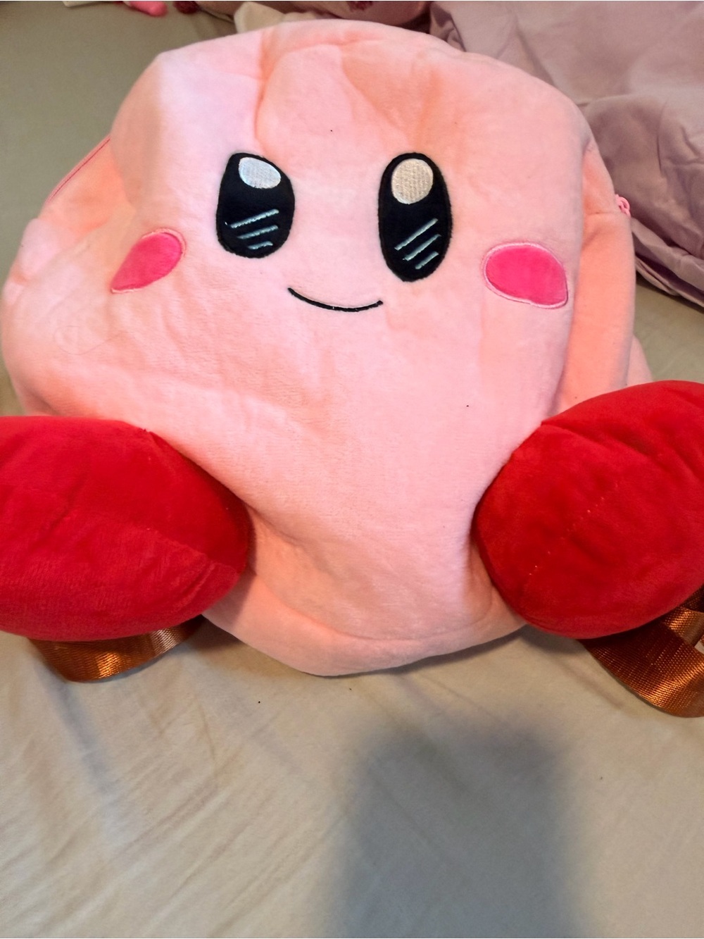 Nintendo Kirby Pink Cute Stuffed Toy Plush Backpack Bioworld Strap Bag Medium